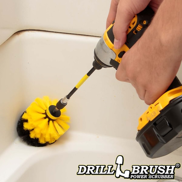 Cepillo Taladro Power Scrubber de Useful Products 4 en Ancho 4 en Largo, Amarillo - O-Y-5X-QC-DB