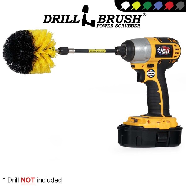 Cepillo Taladro Power Scrubber de Useful Products 4 en Ancho 4 en Largo, Amarillo - O-Y-5X-QC-DB
