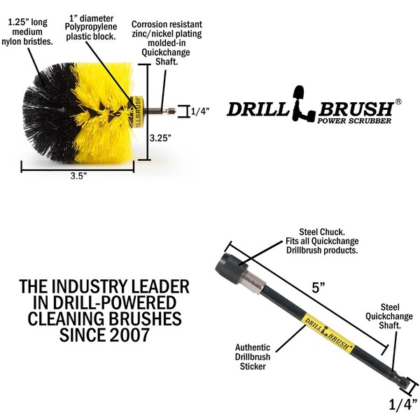 Cepillo Taladro Power Scrubber de Useful Products 4 en Ancho 4 en Largo, Amarillo - O-Y-5X-QC-DB