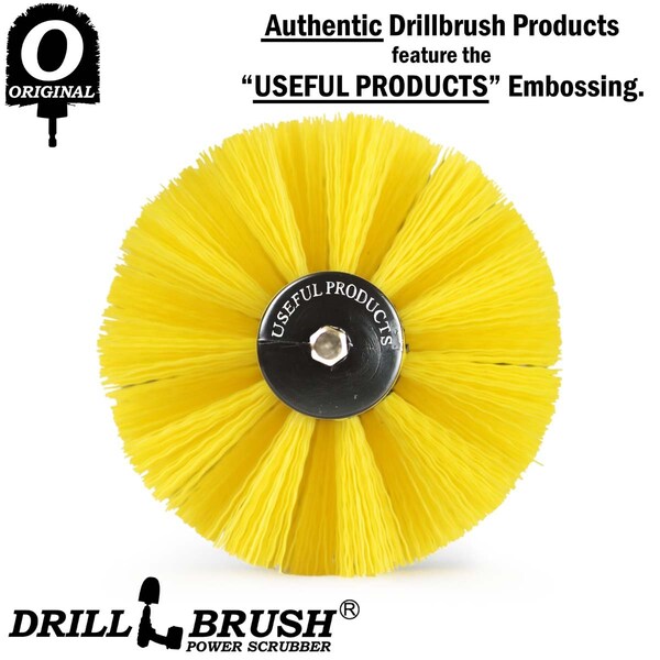 Cepillo Taladro Power Scrubber de Useful Products 4 en Ancho 4 en Largo, Amarillo - O-Y-5X-QC-DB