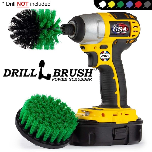 Cepillo de Taladro Power Scrubber de Useful Products 5 pulgadas de ancho y 5 pulgadas de largo, color verde - G-S-4M-QC-DB