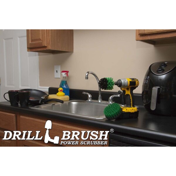 Cepillo de Taladro Power Scrubber de Useful Products 5 pulgadas de ancho y 5 pulgadas de largo, color verde - G-S-4M-QC-DB
