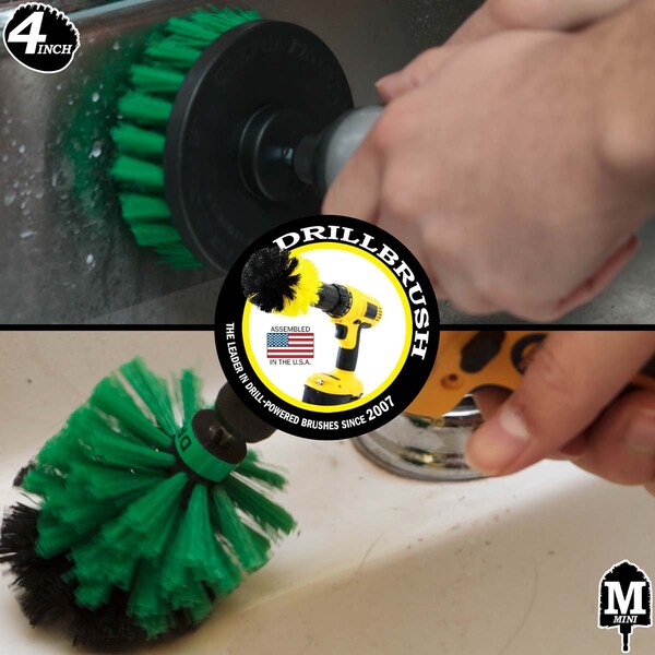 Cepillo de Taladro Power Scrubber de Useful Products 5 pulgadas de ancho y 5 pulgadas de largo, color verde - G-S-4M-QC-DB