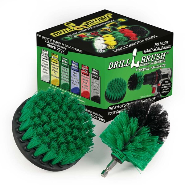 Cepillo de Taladro Power Scrubber de Useful Products 5 pulgadas de ancho y 5 pulgadas de largo, color verde - G-S-4M-QC-DB