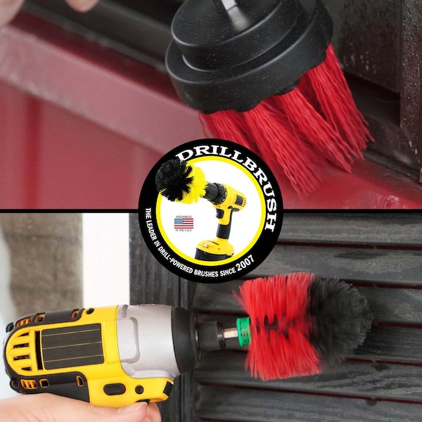 Cepillo Rotativo para Taladro Drillbrush Mini Tamaño con Cerdas Largas y Rígidas Rojas, PK 2 - R-L-2M-QC-DB