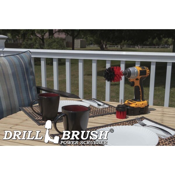 Cepillo Rotativo para Taladro Drillbrush Mini Tamaño con Cerdas Largas y Rígidas Rojas, PK 2 - R-L-2M-QC-DB
