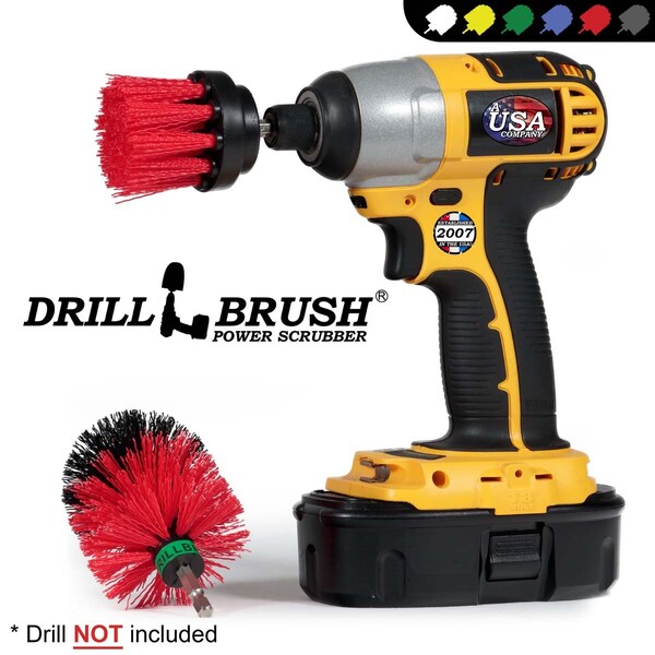 Cepillo Rotativo para Taladro Drillbrush Mini Tamaño con Cerdas Largas y Rígidas Rojas, PK 2 - R-L-2M-QC-DB
