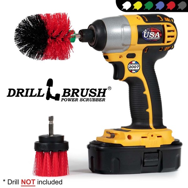 Cepillo Rotativo para Taladro Drillbrush Mini Tamaño con Cerdas Largas y Rígidas Rojas, PK 2 - R-L-2M-QC-DB