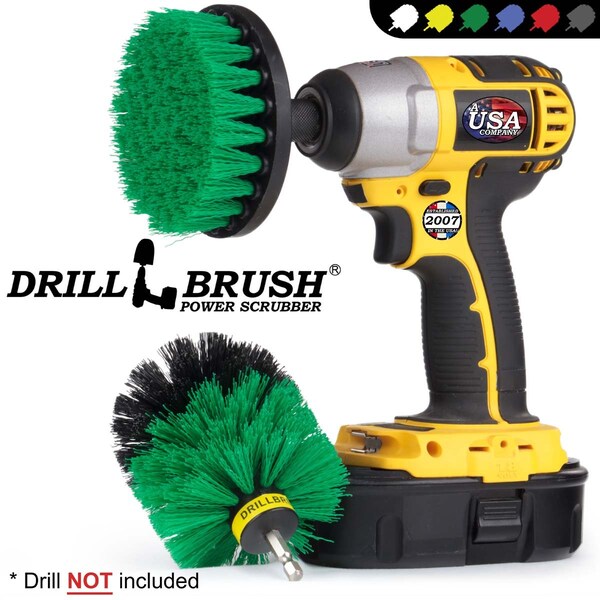 Cepillo taladro Power Scrubber de Useful Products 5 pulgadas de ancho x 5 pulgadas de largo, verde - G-S-4O-QC-DB