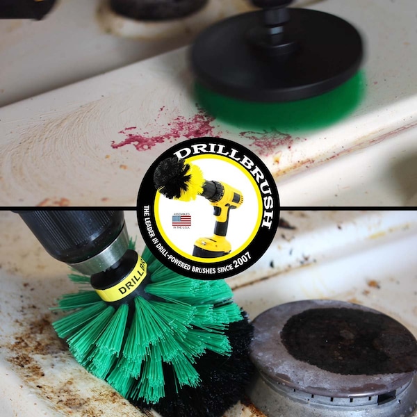 Cepillo taladro Power Scrubber de Useful Products 5 pulgadas de ancho x 5 pulgadas de largo, verde - G-S-4O-QC-DB