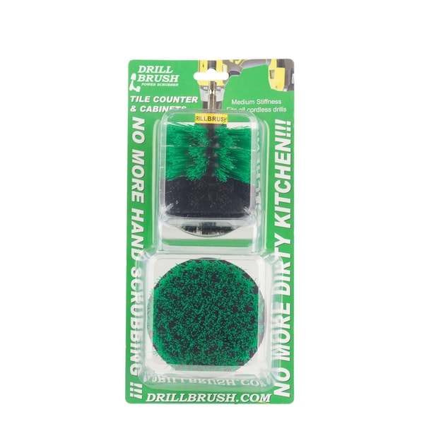 Cepillo taladro Power Scrubber de Useful Products 5 pulgadas de ancho x 5 pulgadas de largo, verde - G-S-4O-QC-DB