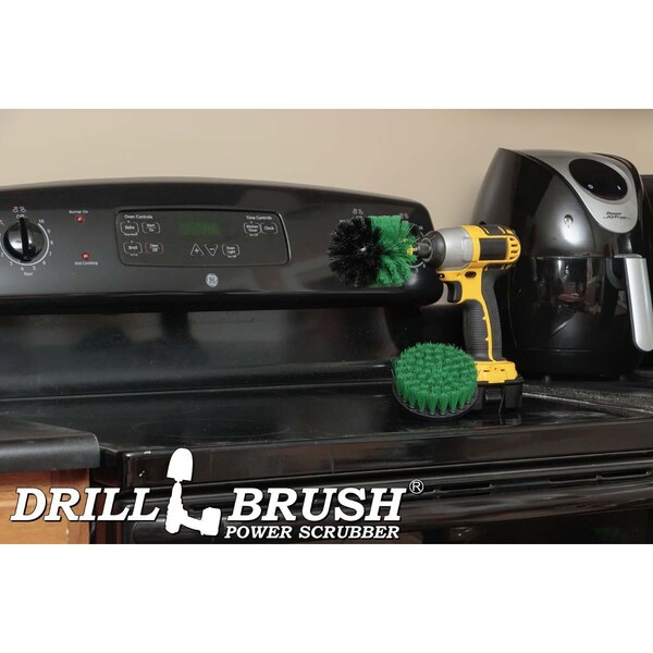 Cepillo taladro Power Scrubber de Useful Products 5 pulgadas de ancho x 5 pulgadas de largo, verde - G-S-4O-QC-DB