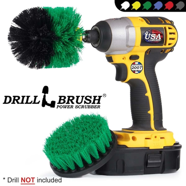 Cepillo taladro Power Scrubber de Useful Products 5 pulgadas de ancho x 5 pulgadas de largo, verde - G-S-4O-QC-DB