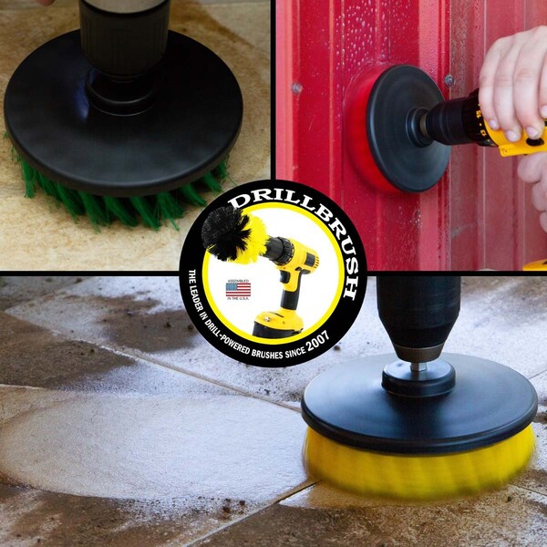 Cepillo de Taladro Drillbrush - Accesorios de Baño - Limpiador de Regadera - Cepillo Giratorio Grande - 5IN-S-GRY-H-DB