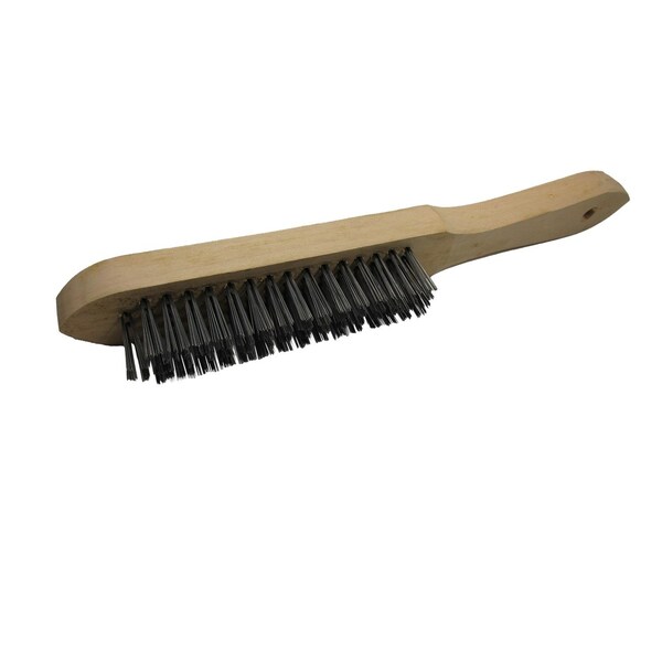 Cepillo para rayones Xtrweld BRHMS4W con cerdas de acero al carbono de 4x16, mango de zapato - WBWSHMS