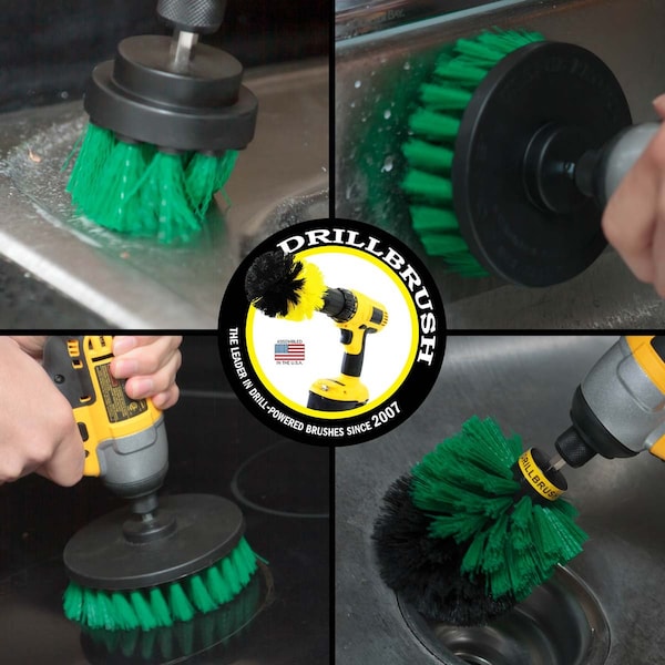 Cepillo Eléctrico Power Scrubber de Useful Products 7 pulgadas de ancho 5 pulgadas de largo, Verde - G-S-5542O-QC-DB