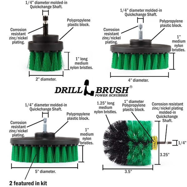 Cepillo Eléctrico Power Scrubber de Useful Products 7 pulgadas de ancho 5 pulgadas de largo, Verde - G-S-5542O-QC-DB