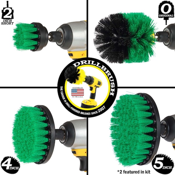 Cepillo Eléctrico Power Scrubber de Useful Products 7 pulgadas de ancho 5 pulgadas de largo, Verde - G-S-5542O-QC-DB