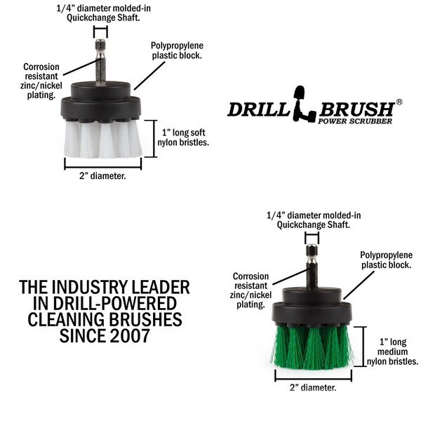 Cepillo de Taladro Power Scrubber de Useful Products 5 pulgadas de ancho 5 pulgadas de largo, Variedad - 2IN-S-GW-QC-DB