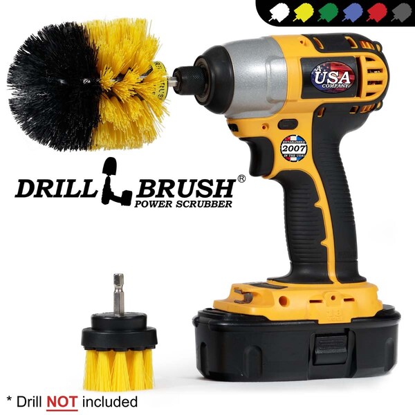 Cepillo Eléctrico de Taladro Power Scrubber de Useful Products 5 en W 5 en L, Amarillo - Y-S-2O-QC-DB