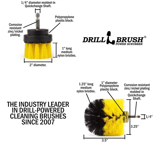 Cepillo Eléctrico de Taladro Power Scrubber de Useful Products 5 en W 5 en L, Amarillo - Y-S-2O-QC-DB