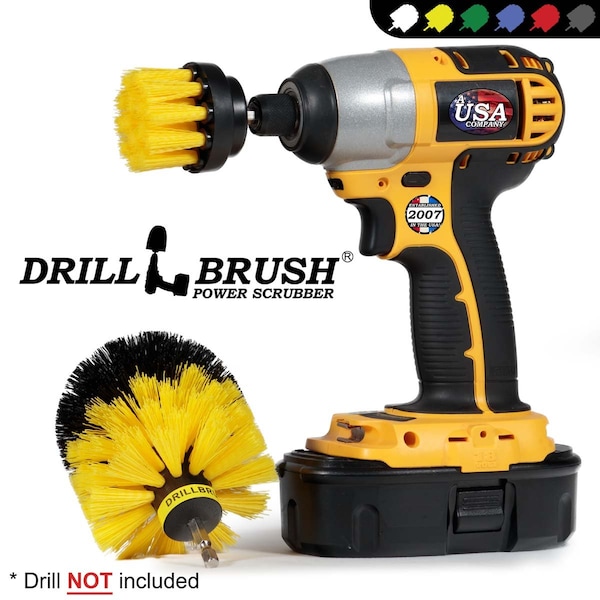 Cepillo Eléctrico de Taladro Power Scrubber de Useful Products 5 en W 5 en L, Amarillo - Y-S-2O-QC-DB