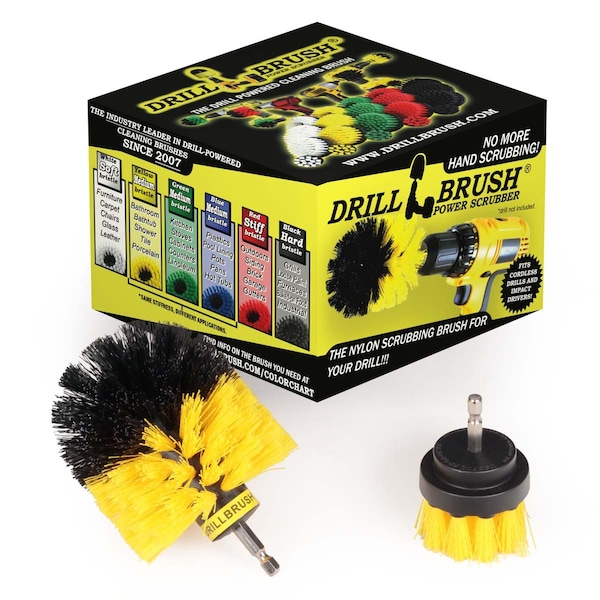 Cepillo Eléctrico de Taladro Power Scrubber de Useful Products 5 en W 5 en L, Amarillo - Y-S-2O-QC-DB
