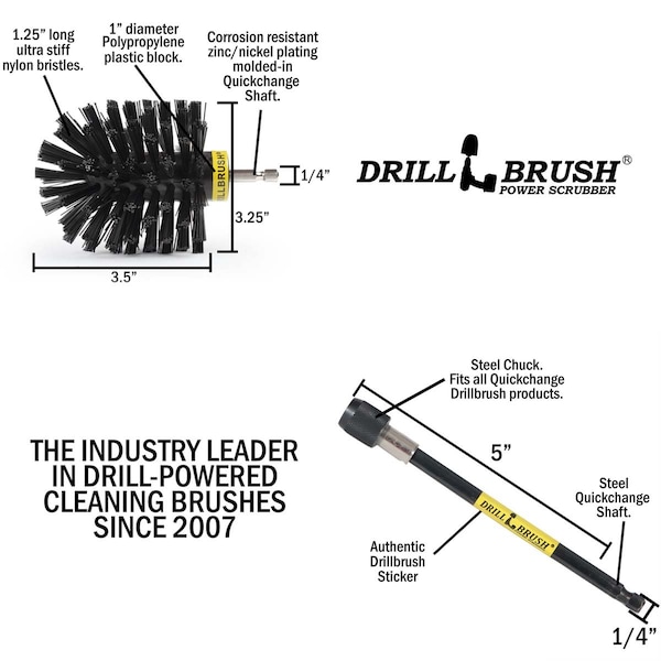 Drillbrush Outdoor - Parrilla - Accesorios para Parrilla - Cepillo para Parrilla - Parrilla de Gas - Electr - O-K-5X-QC-DB