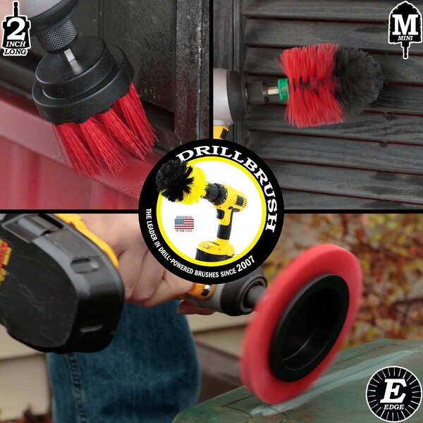 Cepillo Taladro Power Scrubber de Useful Products 5 pulgadas de ancho x 5 pulgadas de largo, color rojo - R-EMS-2L-QC-DB