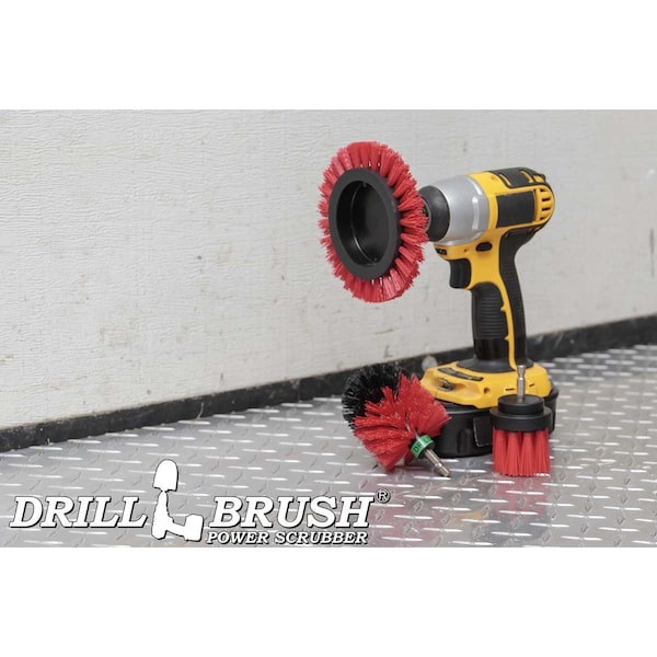 Cepillo Taladro Power Scrubber de Useful Products 5 pulgadas de ancho x 5 pulgadas de largo, color rojo - R-EMS-2L-QC-DB