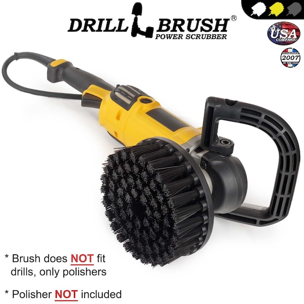 Cepillo de la marca Drillbrush para pulidor rotativo - Redondo 7 pulgadas Ultra rígido negro - 7IN-L-K-T-DB