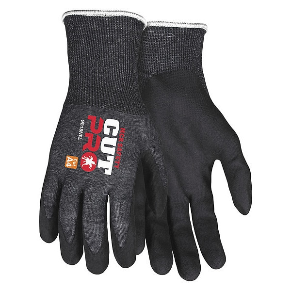 Guantes resistentes a cortes Mcr Safety, Nivel de corte A4, 18 ga, negro, tamaño M - 9818NFM.