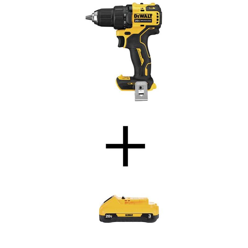 DEWALT ATOMIC Taladro/destornillador compacto inalámbrico sin escobillas de 20V MAX con batería compacta de 20V MAX de 3.0Ah - DCD708BWDCB230