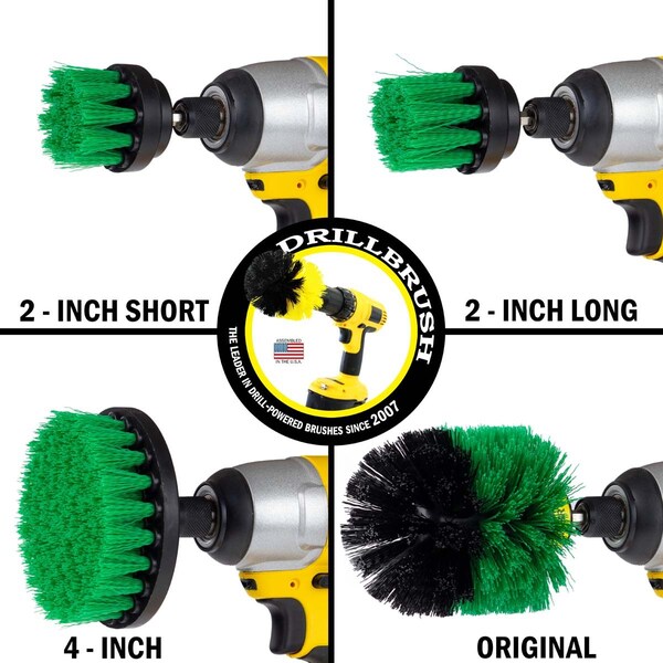 Cepillo de taladro Power Scrubber de Useful Products 5 pulgadas de ancho 5 pulgadas de largo, verde - G-42OS-2L-QC-DB