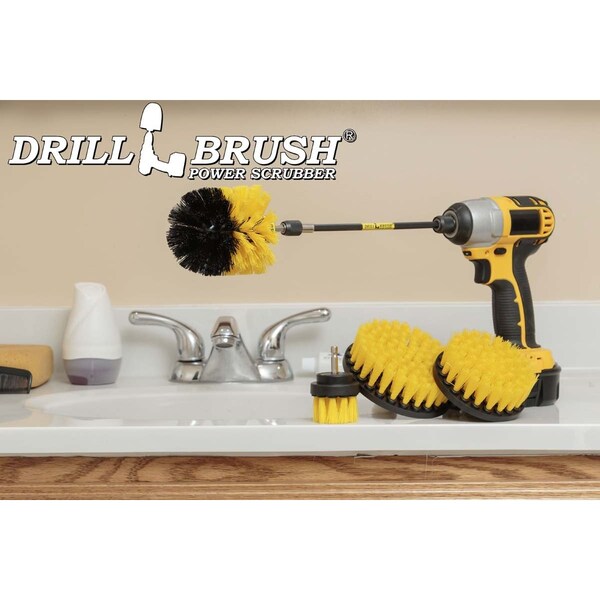 Cepillo Taladro Power Scrubber de Useful Products 5 pulgadas de ancho por 7 pulgadas de largo, color amarillo - Y-S-542O-7X-QC-DB