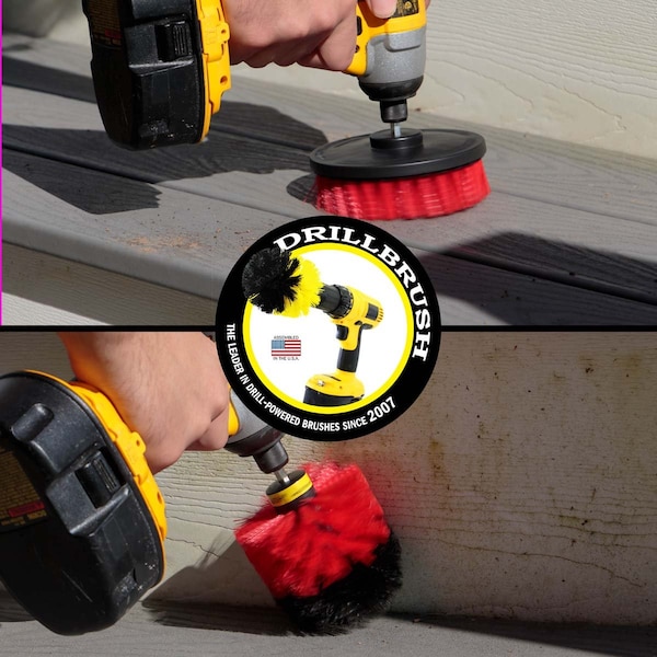 Cepillo Taladro Power Scrubber de Useful Products 5 pulgadas de ancho, 5 pulgadas de largo, Rojo - R-S-5O-QC-DB