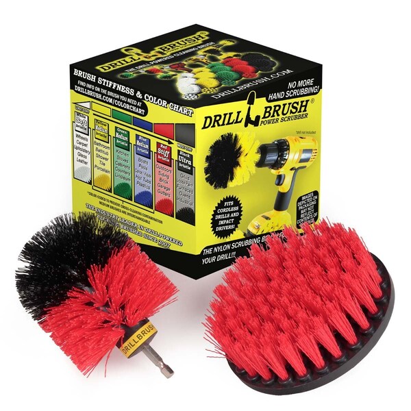 Cepillo Taladro Power Scrubber de Useful Products 5 pulgadas de ancho, 5 pulgadas de largo, Rojo - R-S-5O-QC-DB