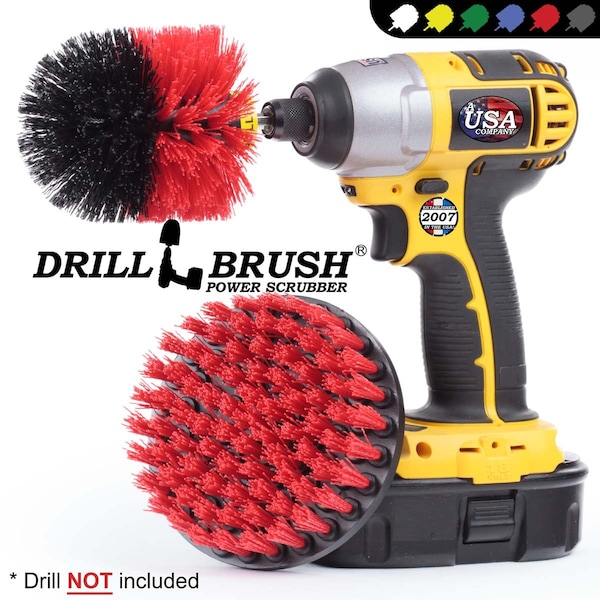 Cepillo Taladro Power Scrubber de Useful Products 5 pulgadas de ancho, 5 pulgadas de largo, Rojo - R-S-5O-QC-DB