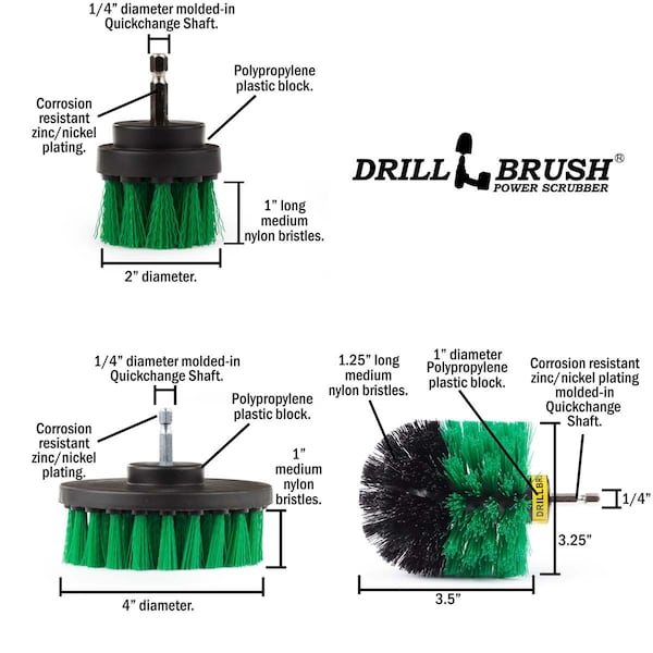 Cepillo Taladro Power Scrubber de Useful Products 5 pulgadas W 5 pulgadas L, verde - VERDE-ORIG-VERDE-2-4-LIM-CORTO