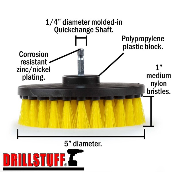 Accesorios para baño Drillstuff - Productos de limpieza - Cepillo para taladro - Limpieza - 5IN-S-Y-QC-DS