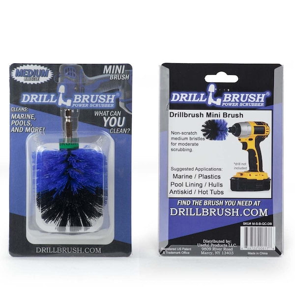 Suministros de limpieza Drillbrush - Cepillo de fregar - Accesorios para barco - Cepillo para taladro - Hul - MINI-DB-AZUL