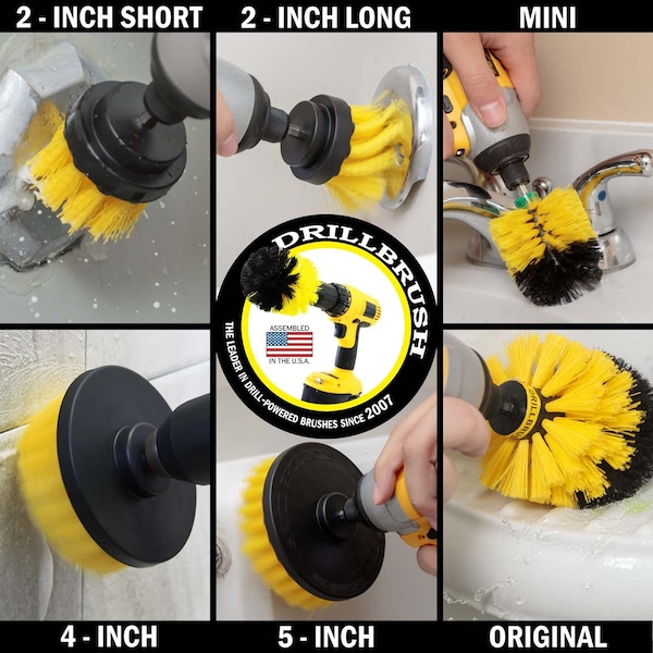 Cepillo Eléctrico Power Scrubber de Useful Products 5 pulgadas de ancho y 7 pulgadas de largo, Amarillo - Y-542OMS-2L-QC-DB
