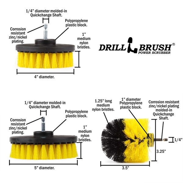 Cepillo Eléctrico Power Scrubber de Useful Products 5 pulgadas de ancho y 7 pulgadas de largo, Amarillo - Y-542OMS-2L-QC-DB