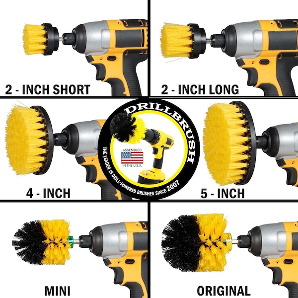 Cepillo Eléctrico Power Scrubber de Useful Products 5 pulgadas de ancho y 7 pulgadas de largo, Amarillo - Y-542OMS-2L-QC-DB