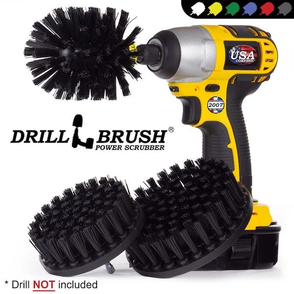 Cepillo Taladro Power Scrubber de Useful Products 5 pulgadas de ancho y 7 pulgadas de largo, negro - K-S-54O-QC-DB