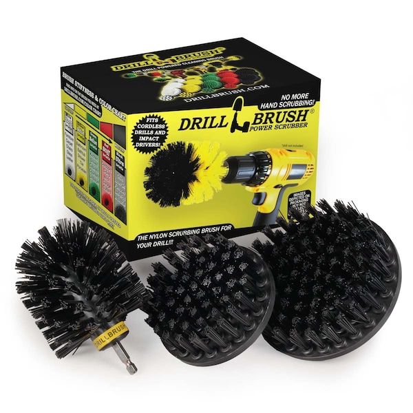 Cepillo Taladro Power Scrubber de Useful Products 5 pulgadas de ancho y 7 pulgadas de largo, negro - K-S-54O-QC-DB