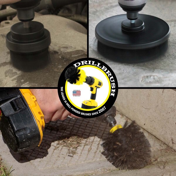 Cepillo Taladro Limpiador de Poder de Useful Products 5 pulgadas de ancho 5 pulgadas de largo, negro - K-S-52O-QC-DB