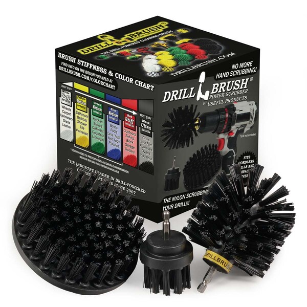 Cepillo Taladro Limpiador de Poder de Useful Products 5 pulgadas de ancho 5 pulgadas de largo, negro - K-S-52O-QC-DB