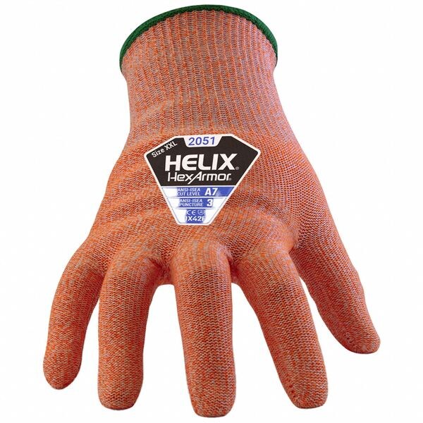 Guantes de punto Hexarmor, Nivel de corte A7, calibre 13, naranja, 3XL (12) - 2051-XXXL (12)