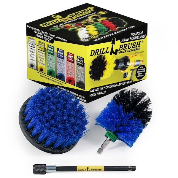 Cepillo Taladro Power Scrubber de Useful Products 5 pulgadas de ancho, 5 pulgadas de largo, Azul - B-S-4M-5X-QC-DB